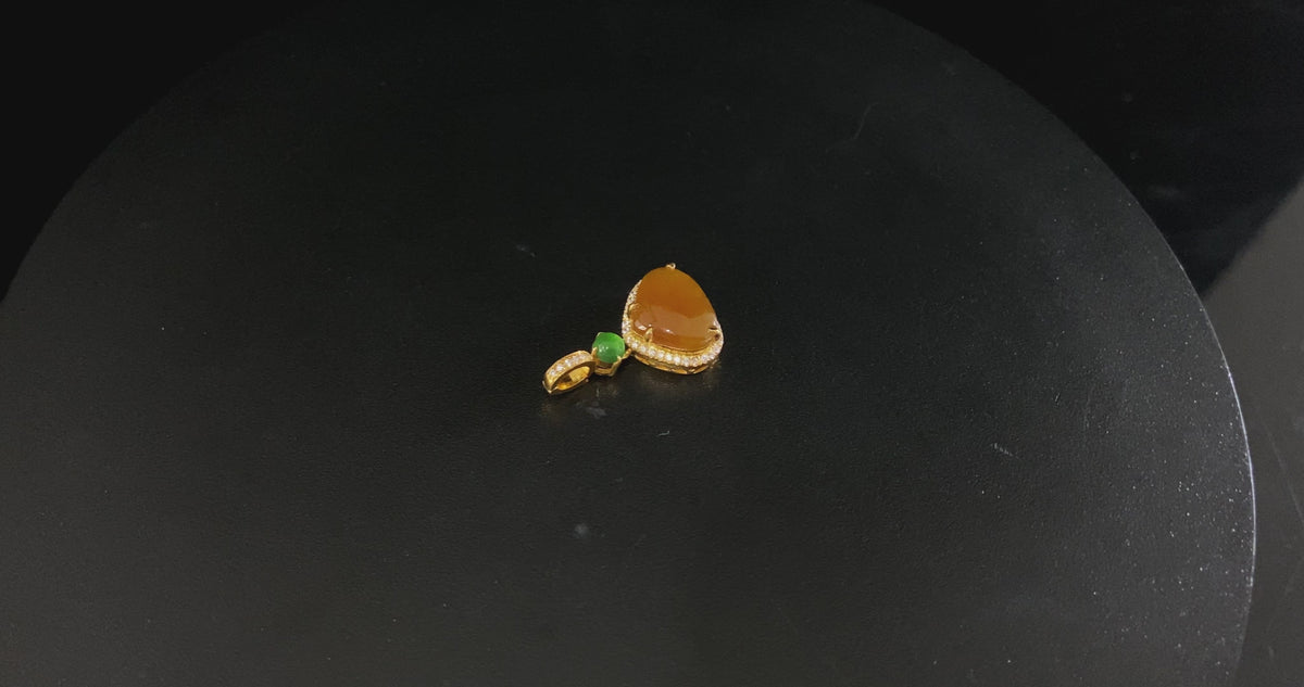 New Arrival 🍯 Warm Golden Amber · Nature Burmese Jadeite Pendant