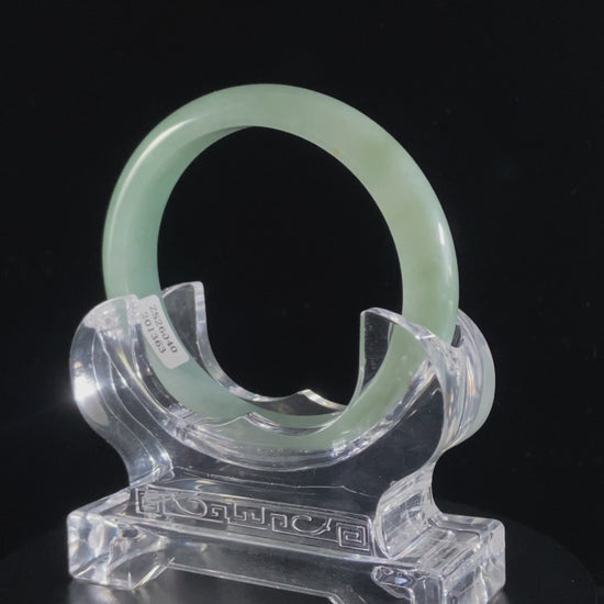 Icy Pale Green · Nature Burmese Jadeite Peace Bangle