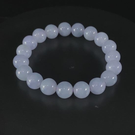 Premium 💜 Mauve Frost Subtle Radiance · Nature Burmese Jadeite Beads Bracelet