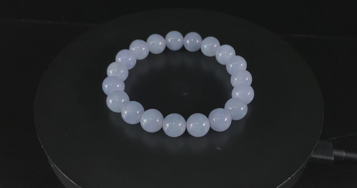 Premium 💜 Mauve Frost Subtle Radiance · Nature Burmese Jadeite Beads Bracelet