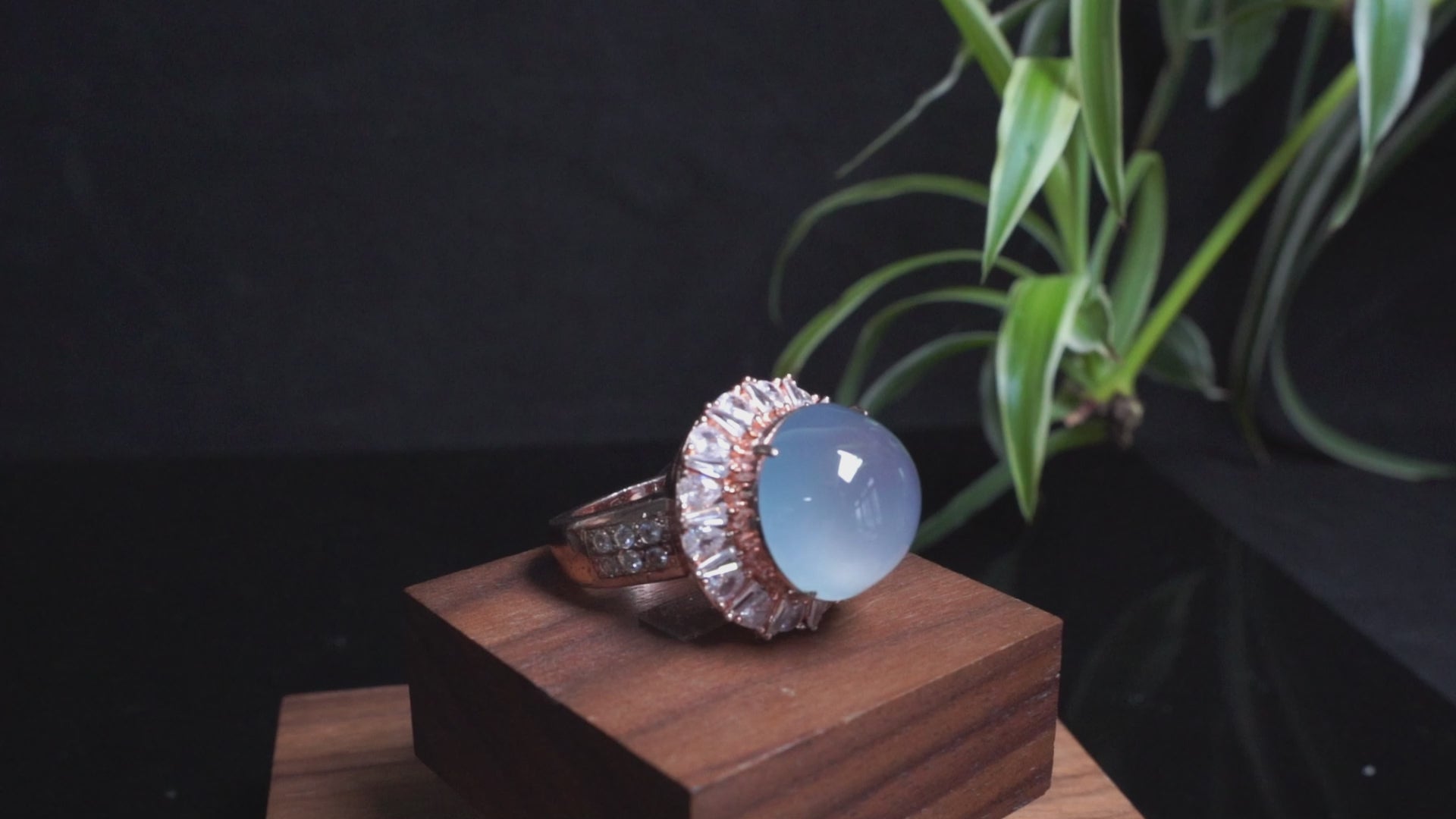 A icy sky blue dew drop jadeite ring.