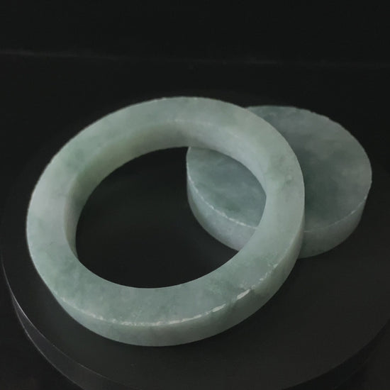 Bespoke from Client-Selected Slab | Soft Mist Green · Nature Burmese Jadeite Bangle