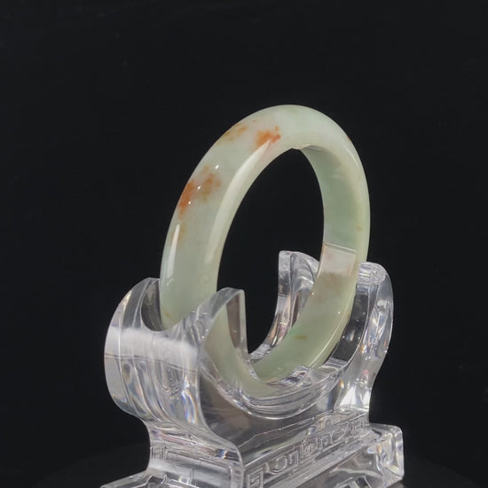 Soft Celadon Ochre · Nature Burmese Jadeite Peace Bangle