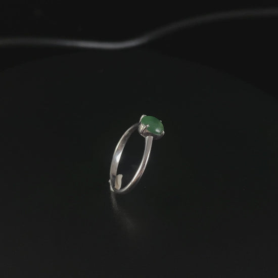 Curated Collection 💕 Lagoon‑Green Cabochon · Nature Burmese Jadeite Ring（17mm）