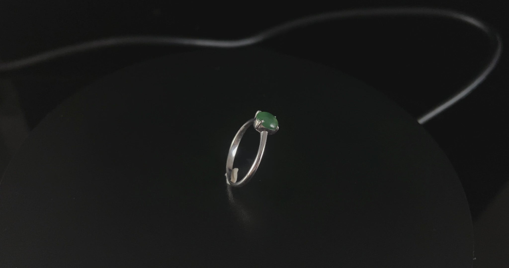 Curated Collection 💕 Lagoon‑Green Cabochon · Nature Burmese Jadeite Ring（17mm）
