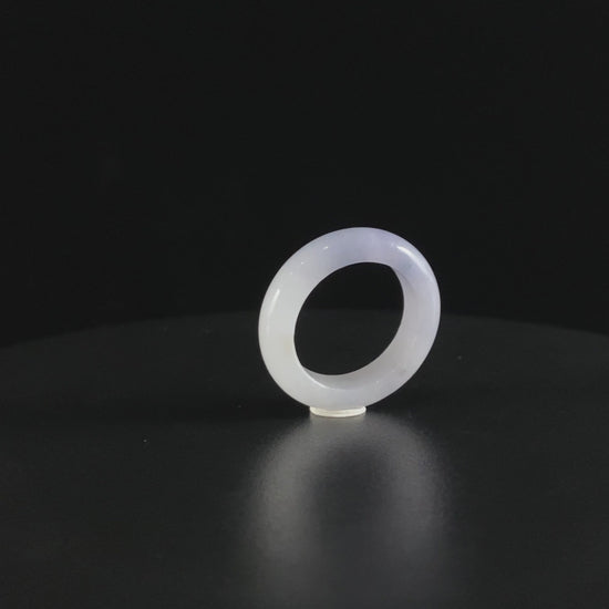 Pale Lavender Icy White · Nature Burmese Jadeite Ring