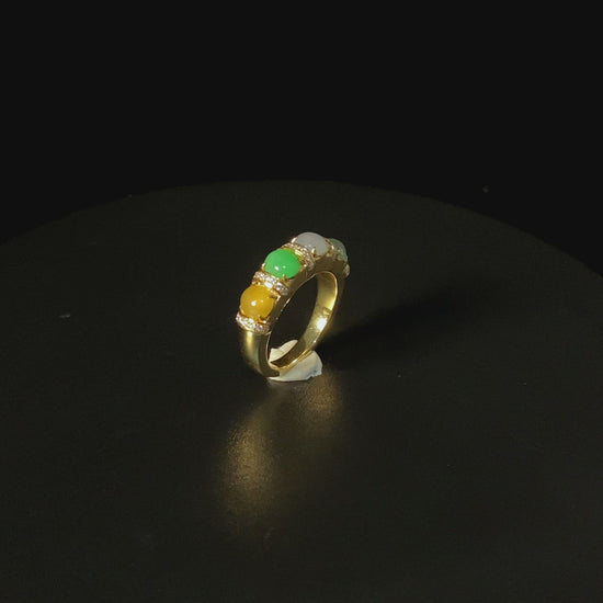 Exclusive 🍭 Rainbow Dew · Nature Burmese Jadeite Ring (16mm)