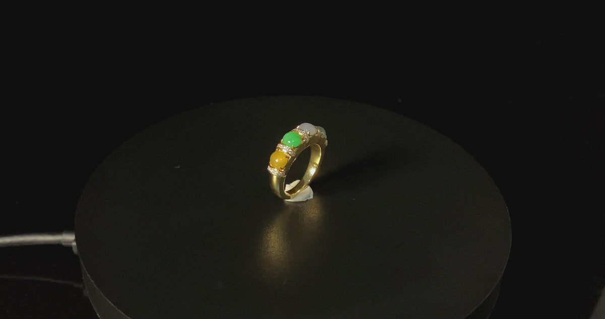 Exclusive 🍭 Rainbow Dew · Nature Burmese Jadeite Ring (16mm)