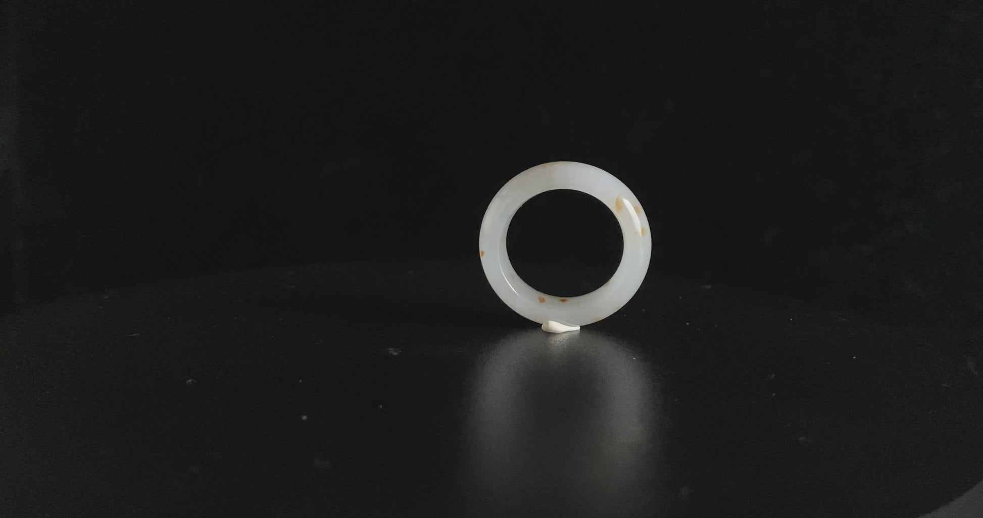 Auspicious Koi | Pure White Flecked With Gold · Nature Burmese Jadeite Ring