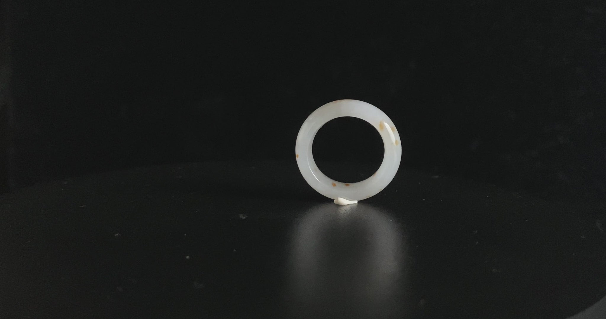 Auspicious Koi | Pure White Flecked With Gold · Nature Burmese Jadeite Ring