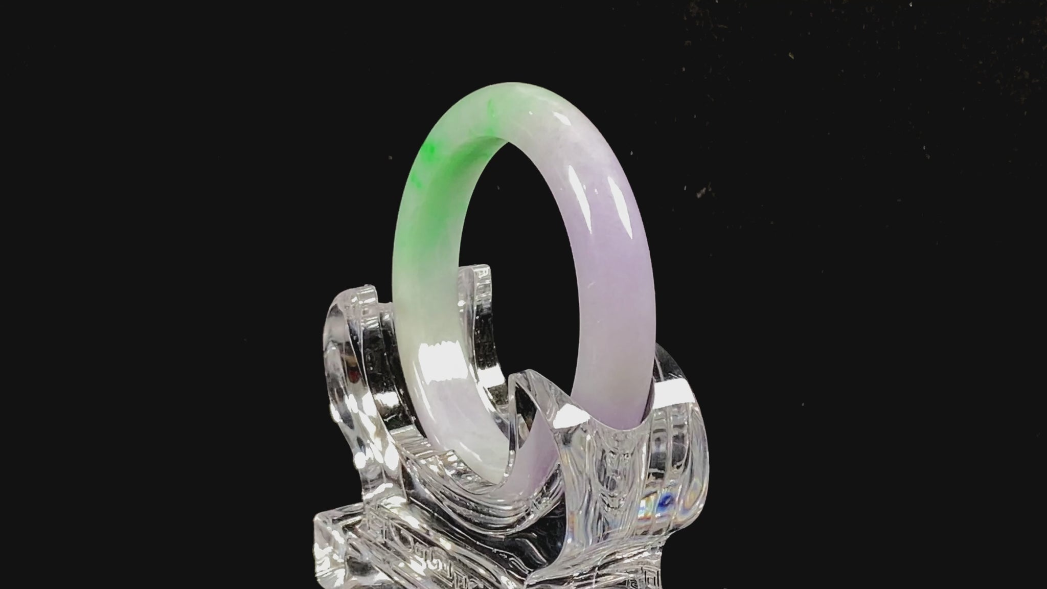 A lavender kissed spring jadeite bangle.
