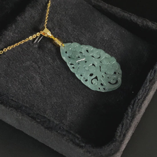 Celestial Lake Floral · Nature Guatemalan Jadeite Pendant