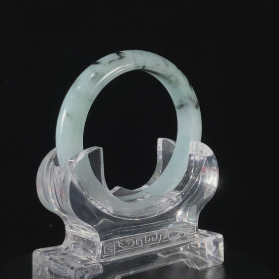 Ink‑Wash Pale‑Mist · Nature Burmese Jadeite Peace Bangle