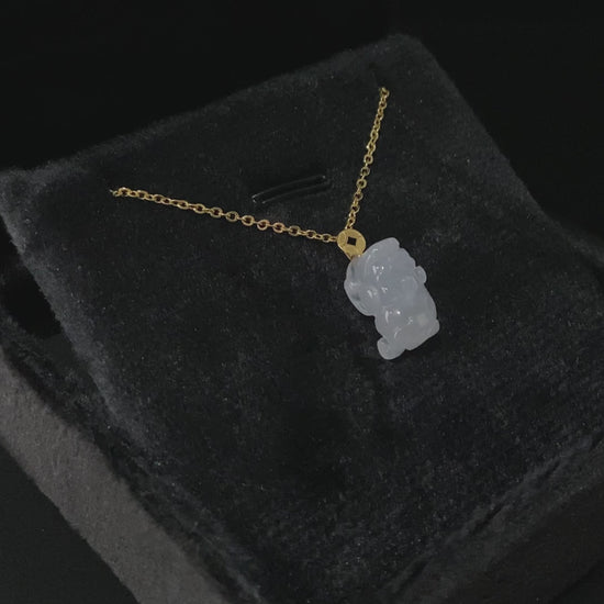 Frost Ice Pixiu · Nature Burmese Jadeite Pendant