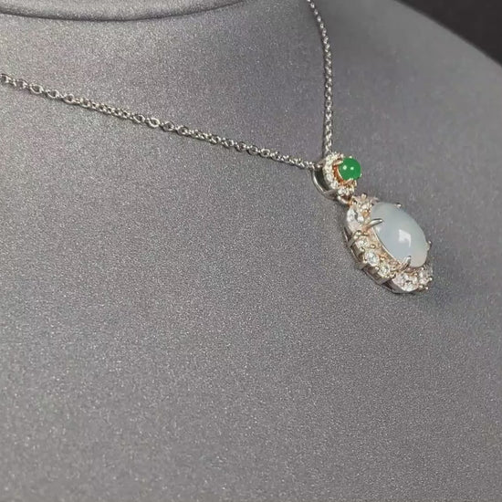 A elegant ice white green top jadeite pendant.