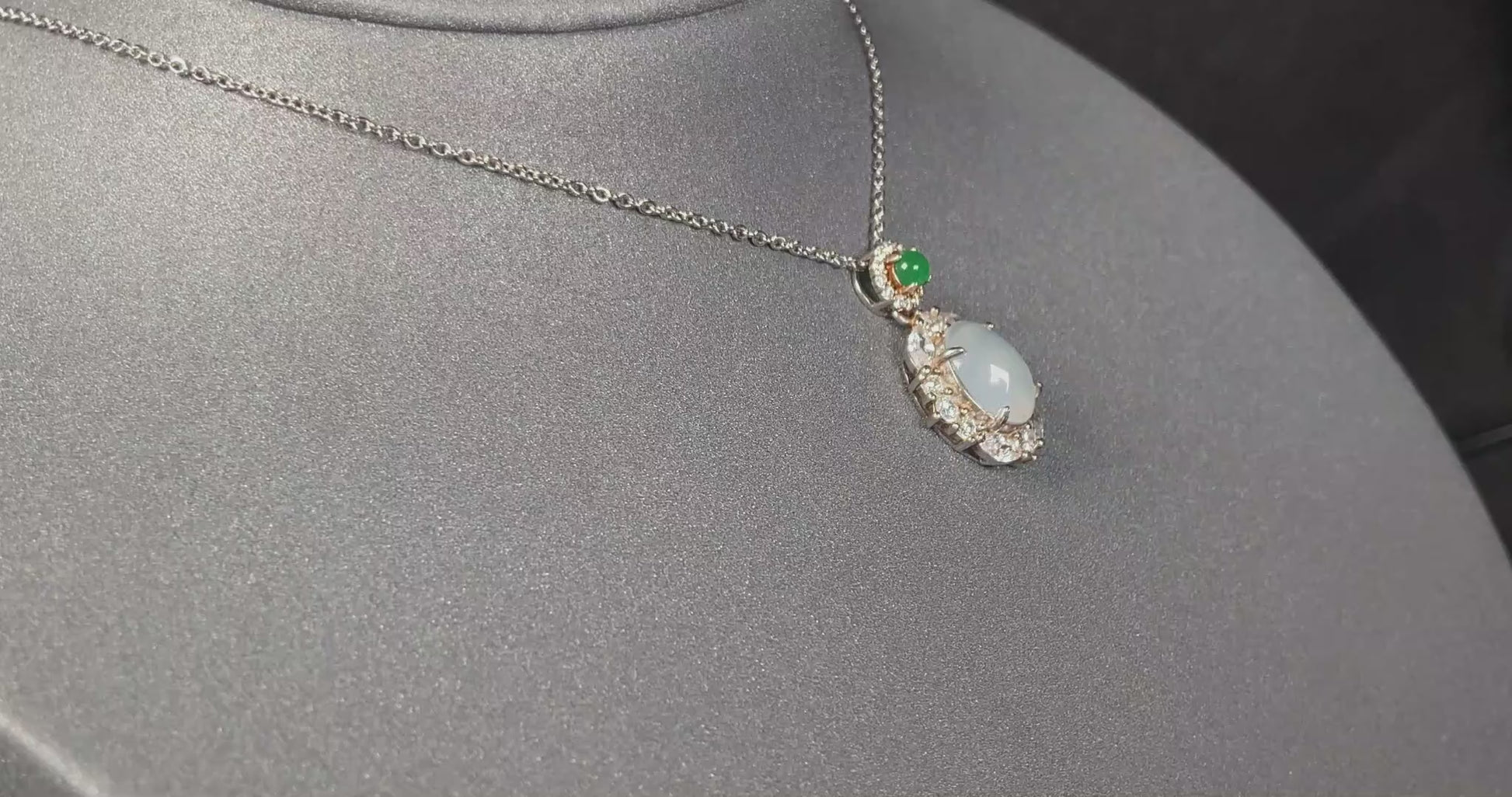 A elegant ice white green top jadeite pendant.