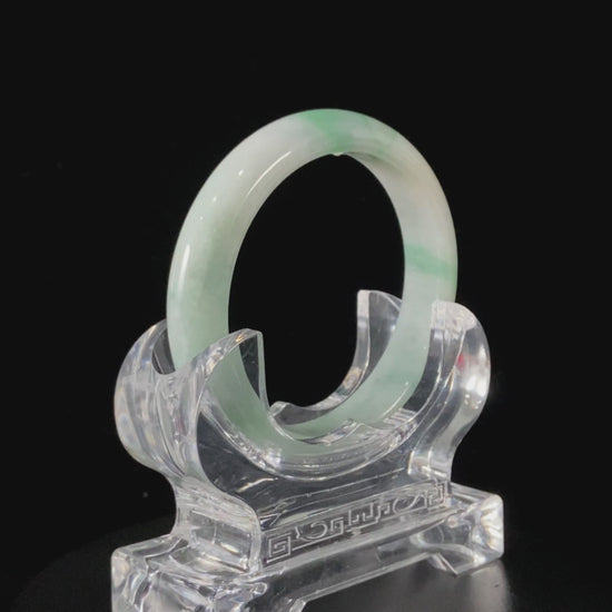 Misty White Green Wisp · Nature Burmese Jadeite Peace Bangle
