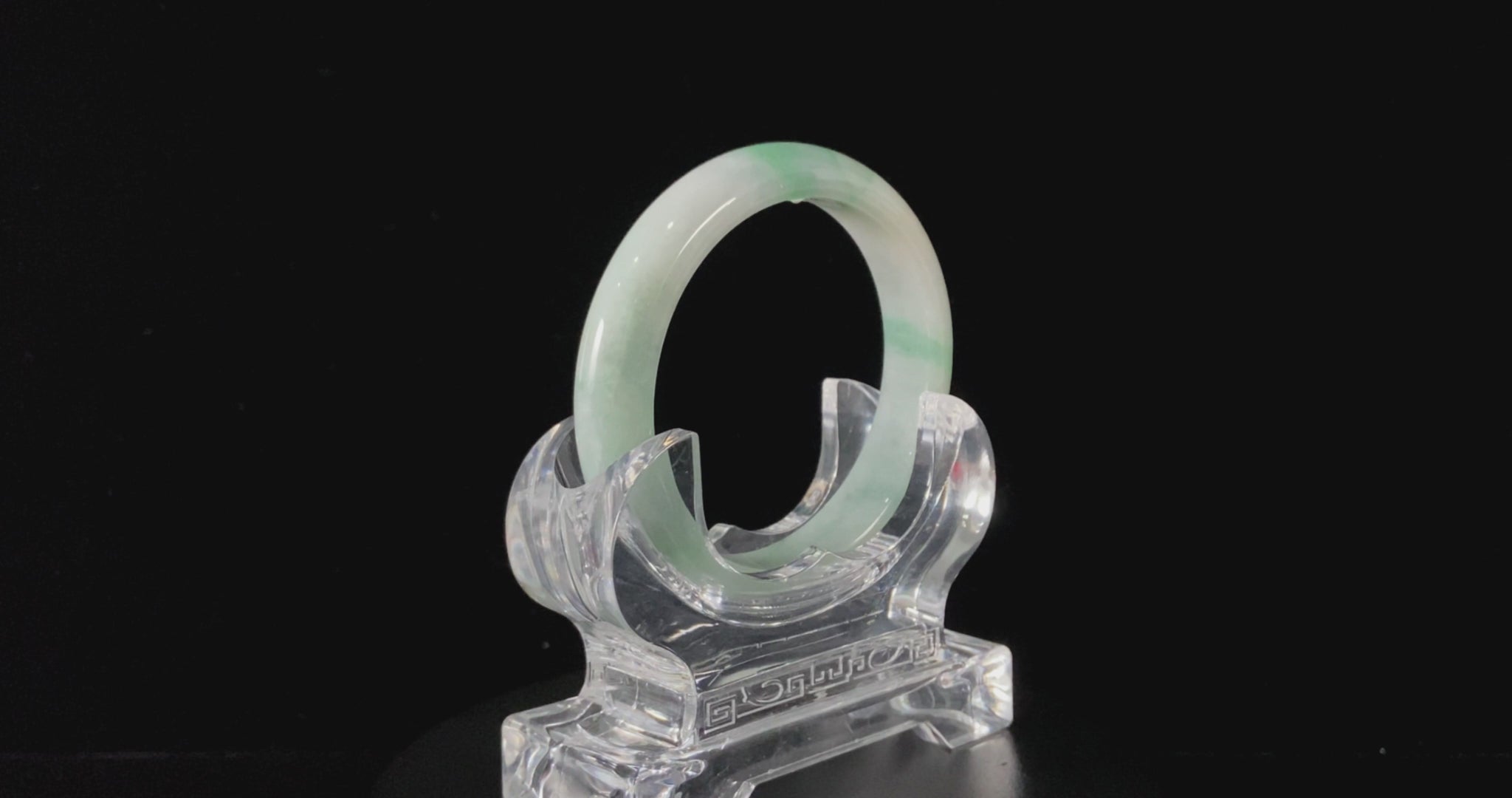 Misty White Green Wisp · Nature Burmese Jadeite Peace Bangle
