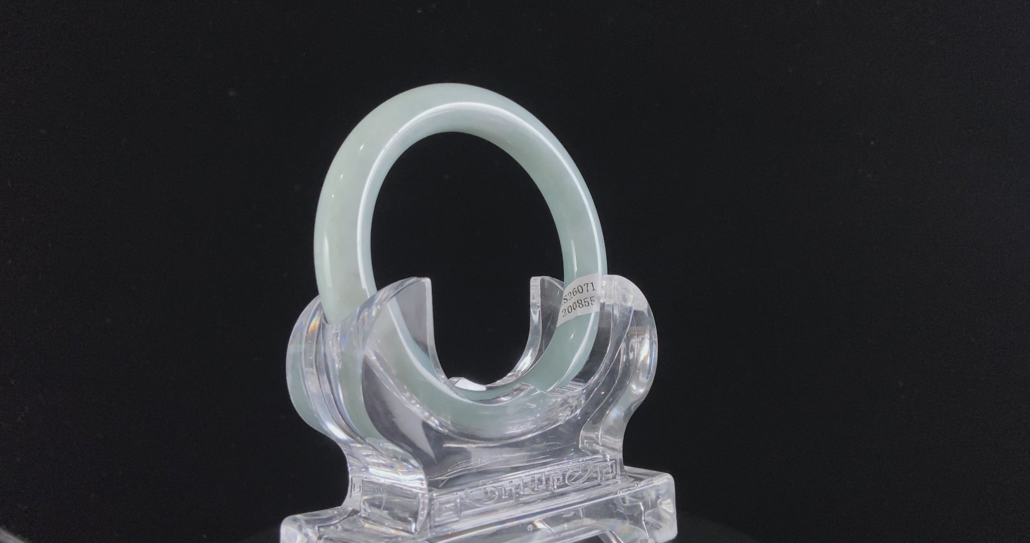 Soft Pale Blue · Nature Burmese Jadeite Round Bangle (57mm)