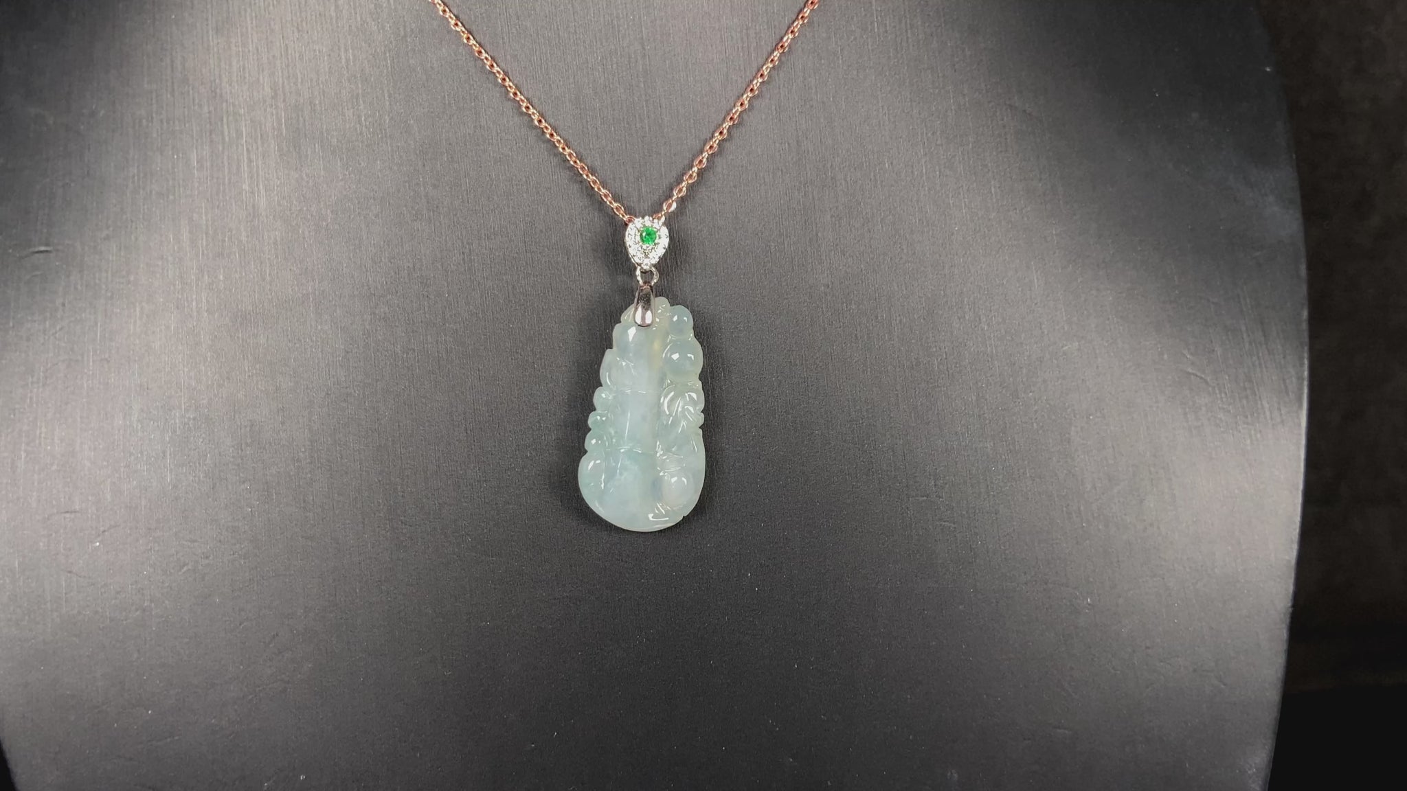 A icy green tone bamboo jadeite pendant.