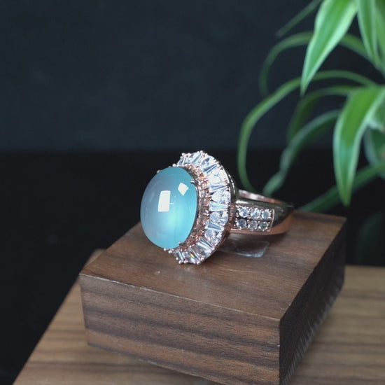 A icy aqua jadeite ring.