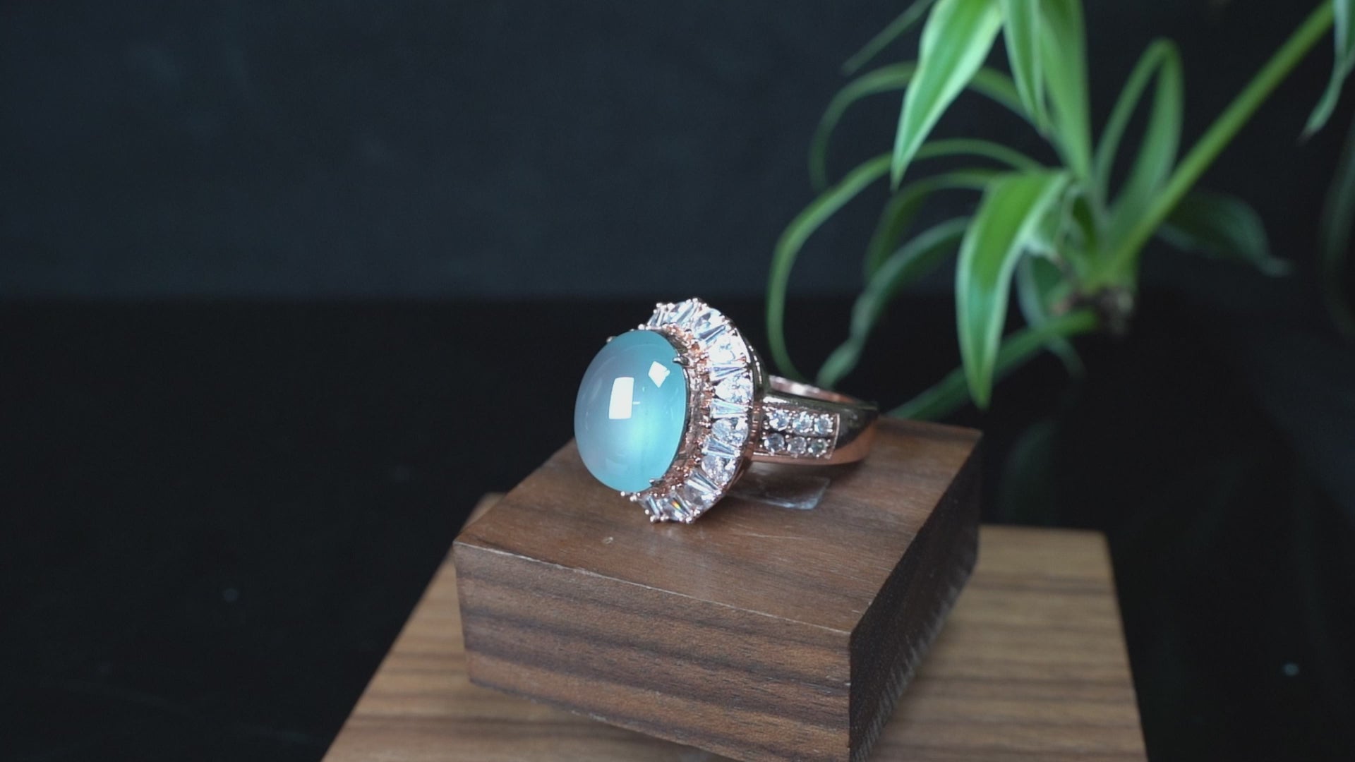 A icy aqua jadeite ring.
