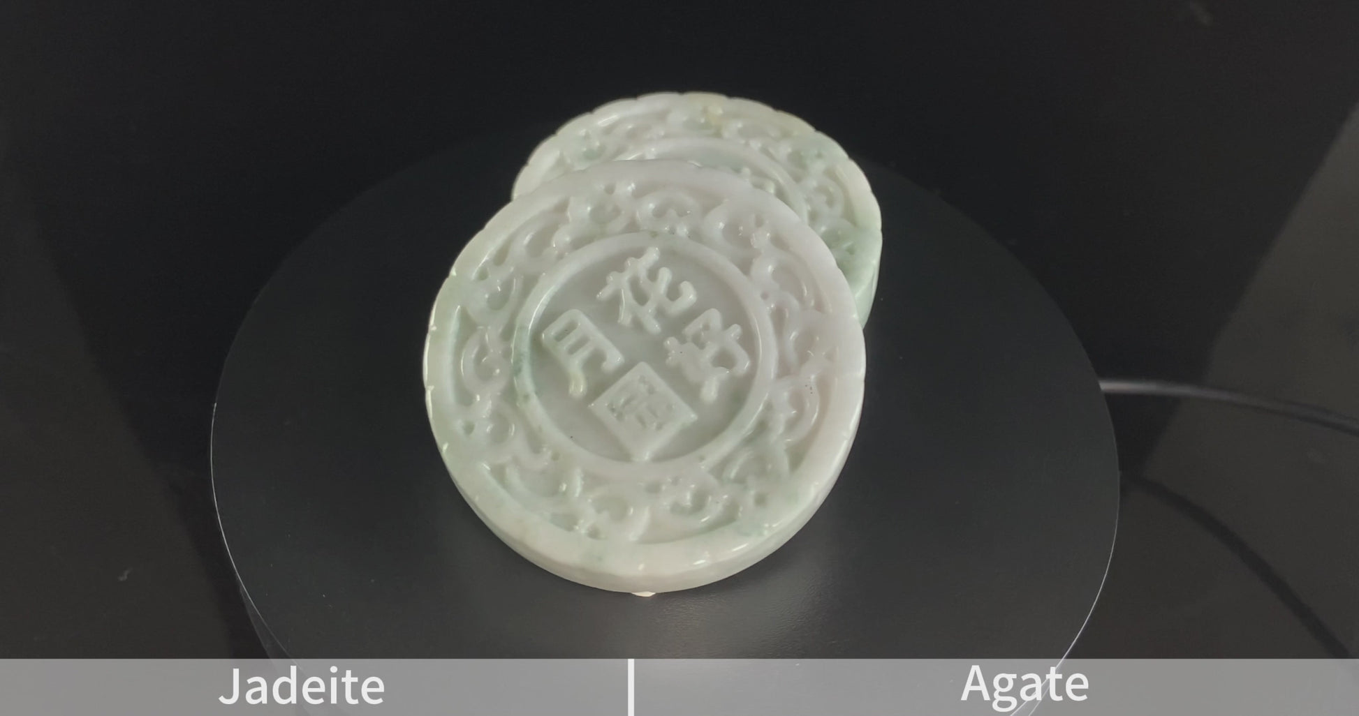 Carved Mooncake Ornament · Nature Burmese Jadeite