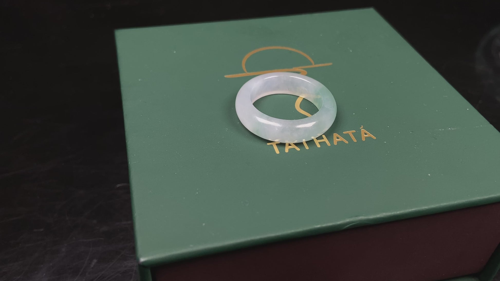 A soft green icy hush jadeite ring.