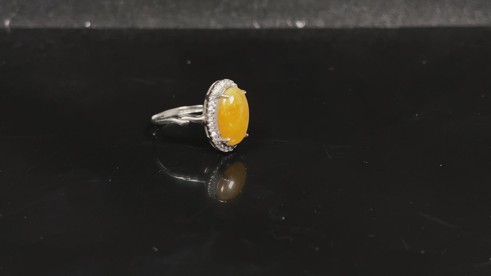 Autumn marigold whisper jadeite ring.