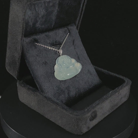 Mist Aqua Icy Luminescence Buddha · Nature Burmese Jadeite Pendant