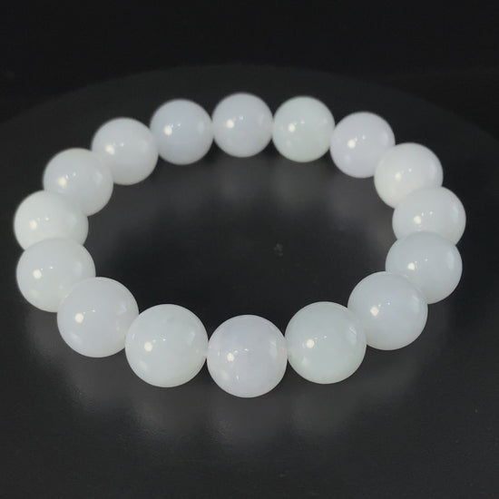 Best Seller 🤍 Milky Moon Haze Glow · Nature Burmese Jadeite Beads Bracelet