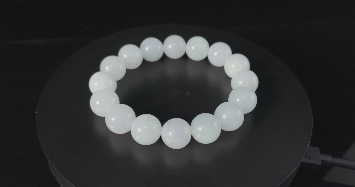Best Seller 🤍 Milky Moon Haze Glow · Nature Burmese Jadeite Beads Bracelet