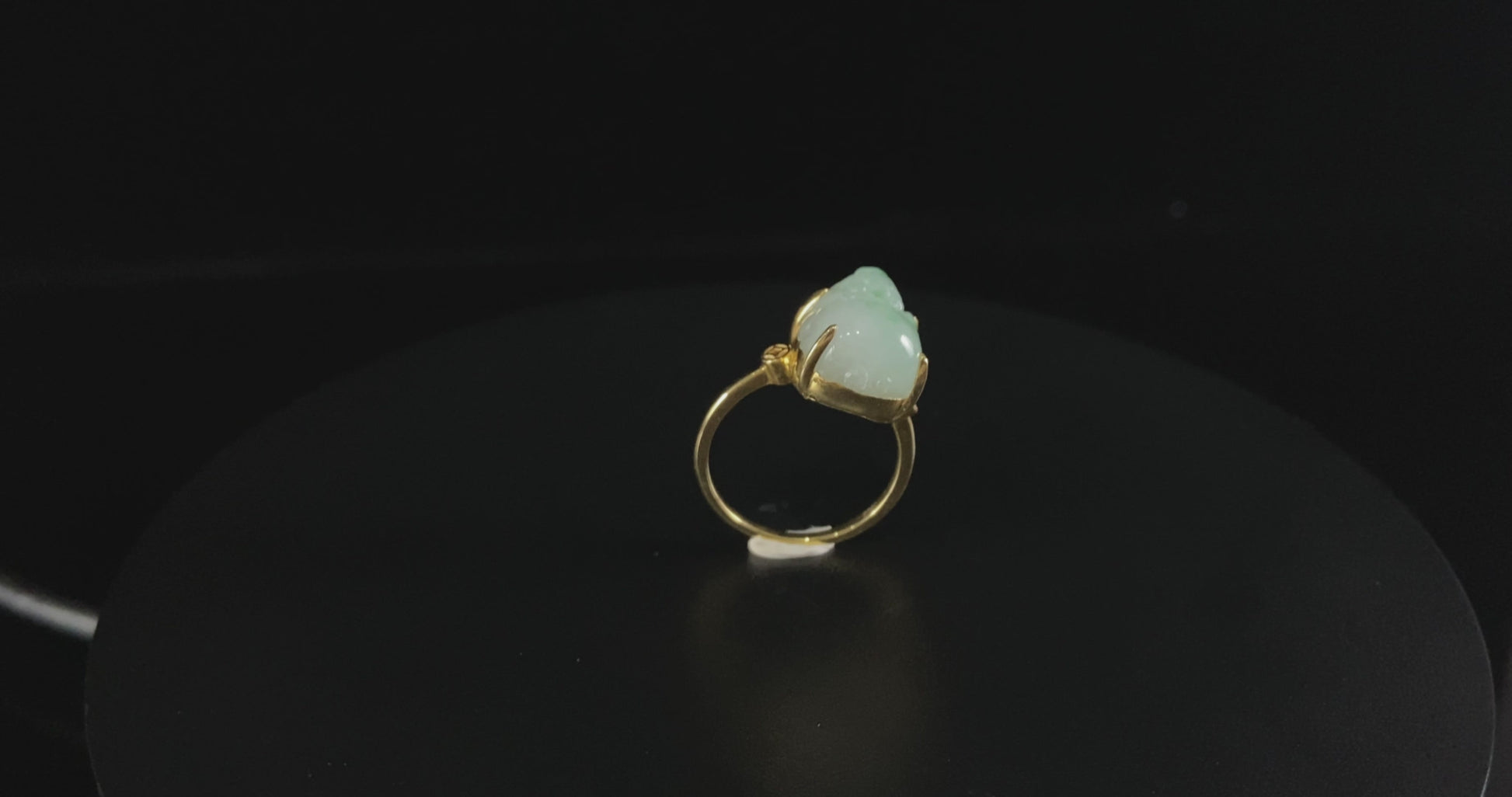 Pale Base Floating Green Pixiu · Nature Burmese Jadeite Ring (17mm)