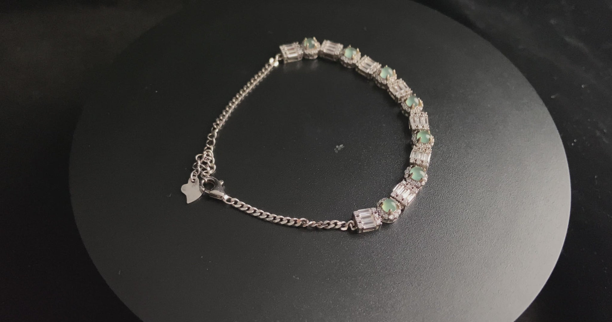 A aqua tidal baguette jadeite  bracelet.