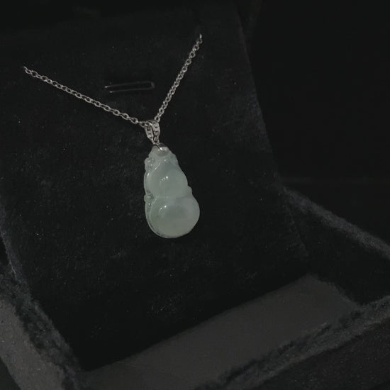 Misty Glacier Fortune Gourd · Nature Burmese Jadeite Pendant