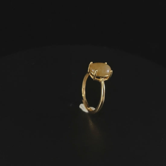 Honey Yellow Oval Cabochon · Nature Burmese Jadeite Ring