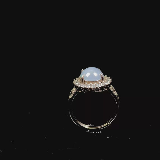A cloud linen frost jadeite ring.