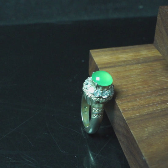 A fresh apple green jadeite ring.