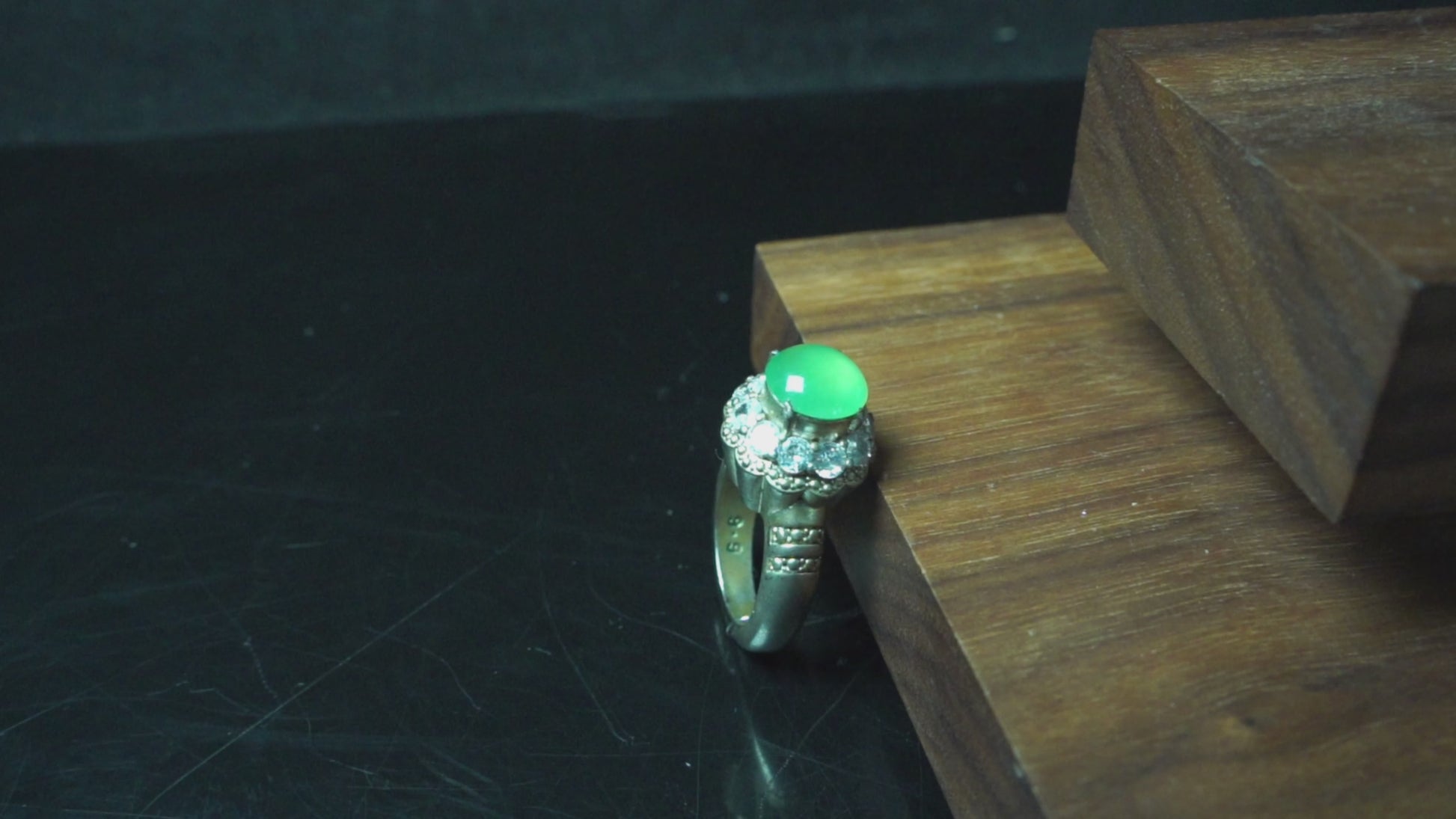 A fresh apple green jadeite ring.