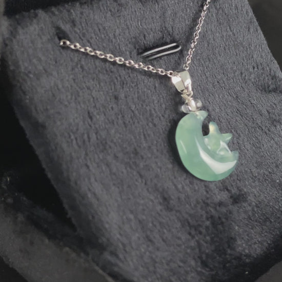 Blue Star Embracing the Moon · Nature Guatemalan Jadeite Pendant