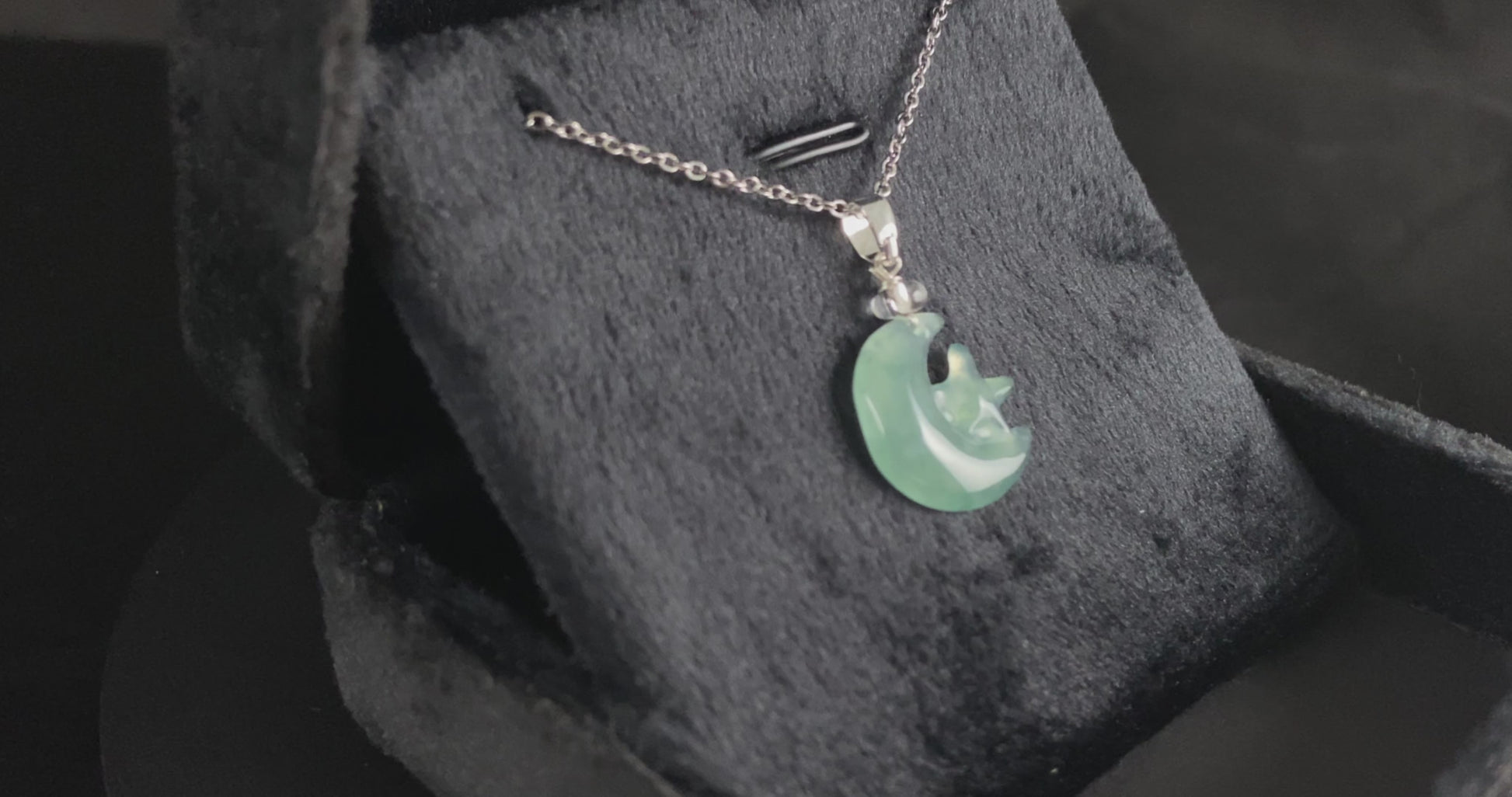 Blue Star Embracing the Moon · Nature Guatemalan Jadeite Pendant