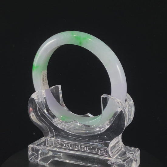 Purple Mist Emerald Shadows · Nature Burmese Jadeite Peace Bangle (61mm)