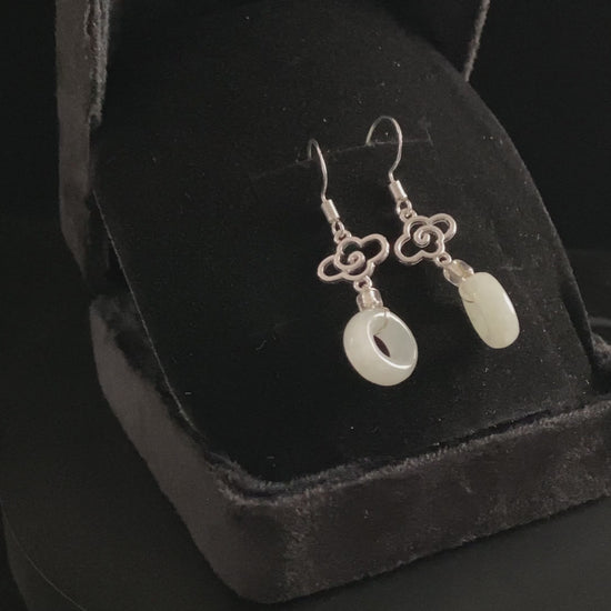 Clear Pure white · Nature Burmese Jadeite Earring