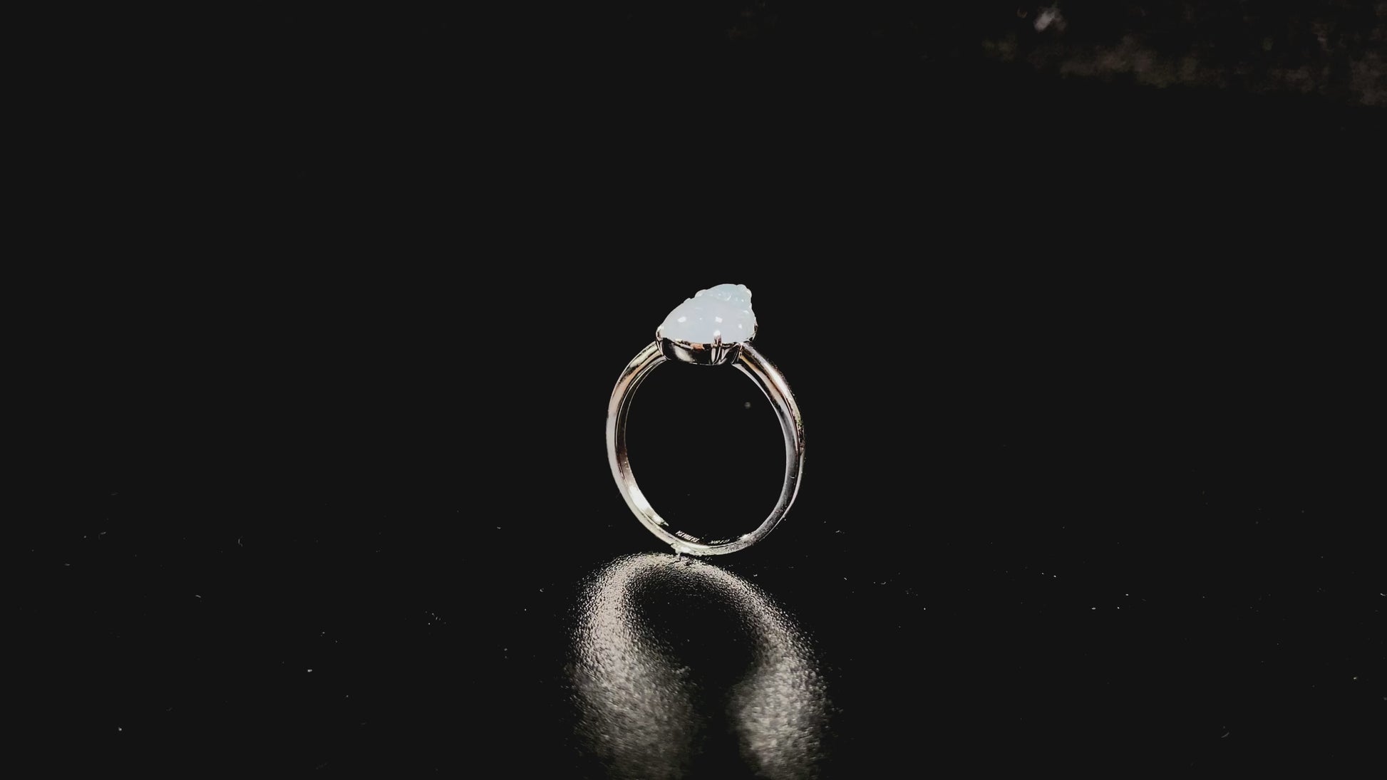 A frosty white fortune pixiu jadeite earrings ring.