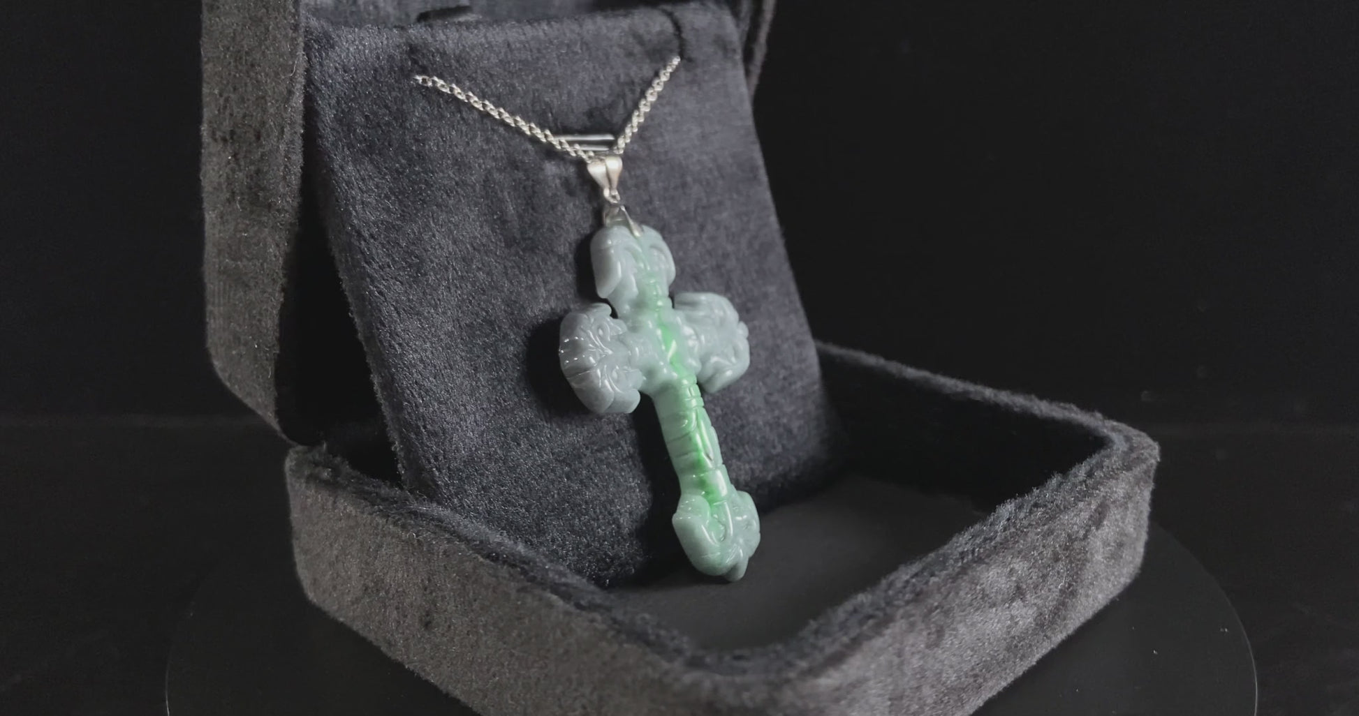 Wuji Gothic Cross · Nature Burmese Jadeite Pendant