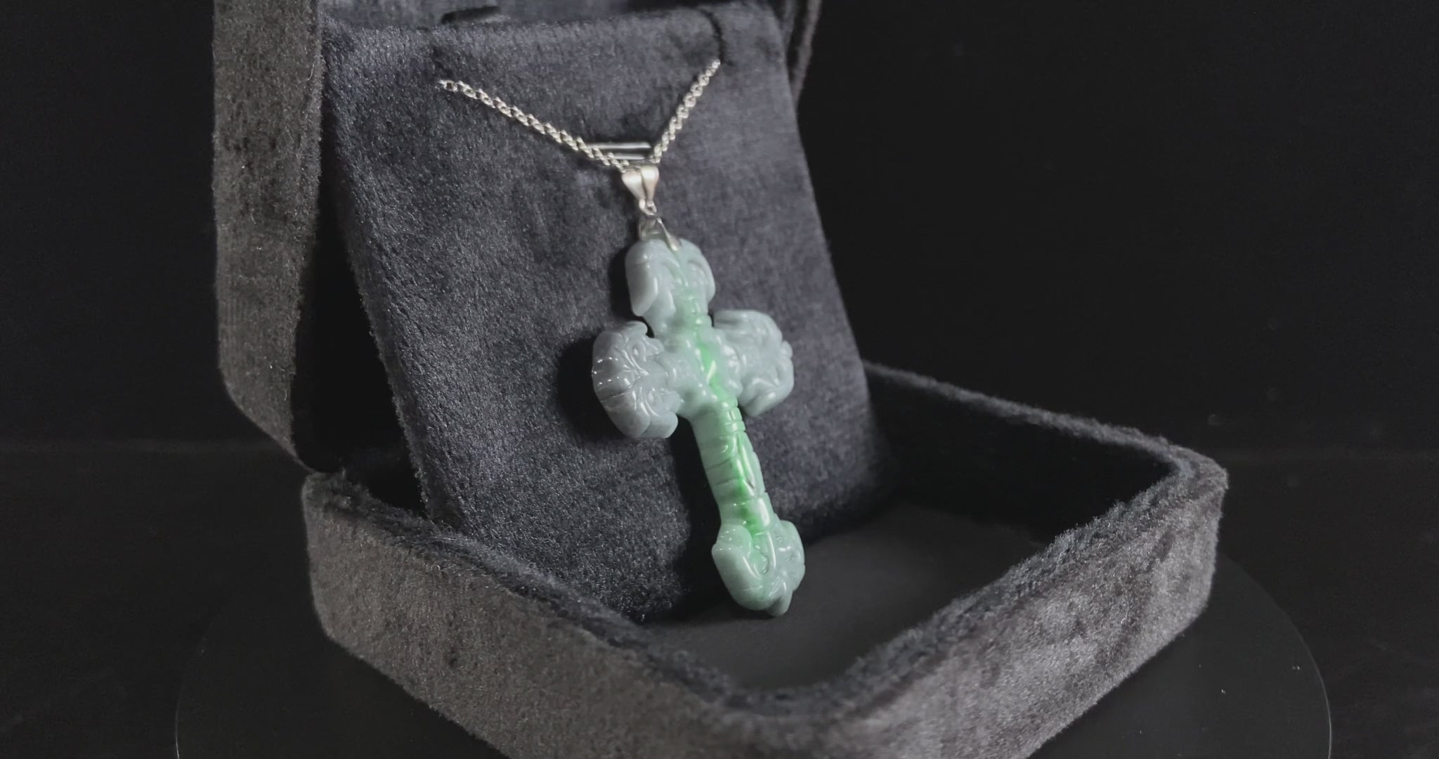 Wuji Gothic Cross · Nature Burmese Jadeite Pendant