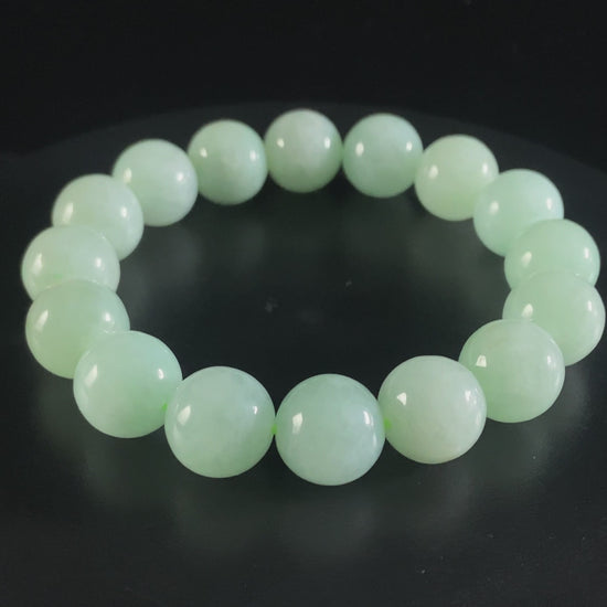 Minty Aqua‑Green · Nature Burmese Jadeite Beads Bracelet