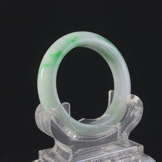 Mist Cloud Green Vein · Nature Burmese Jadeite Peace Bangle (59mm)