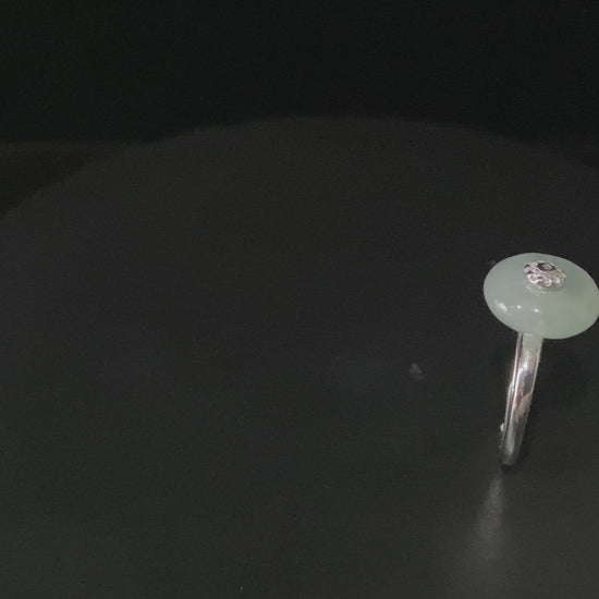 Ice White Peace Buckle Ping An Kou · Nature Burmese Jadeite Ring