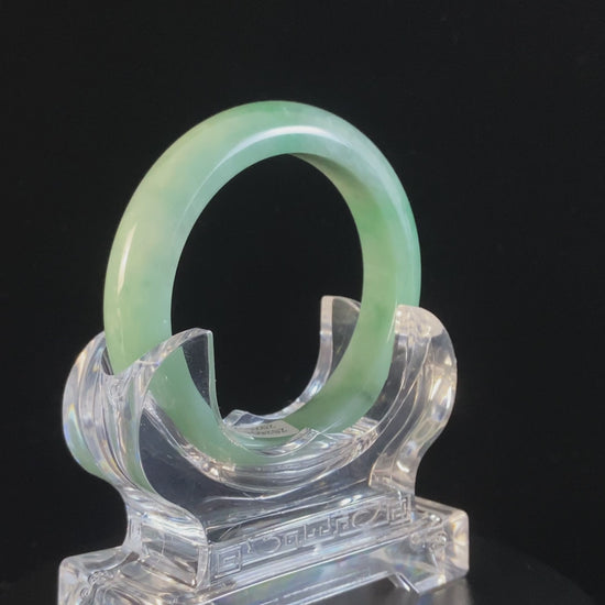Soft Glade Green · Nature Burmese Jadeite Peace Bangle (57mm)